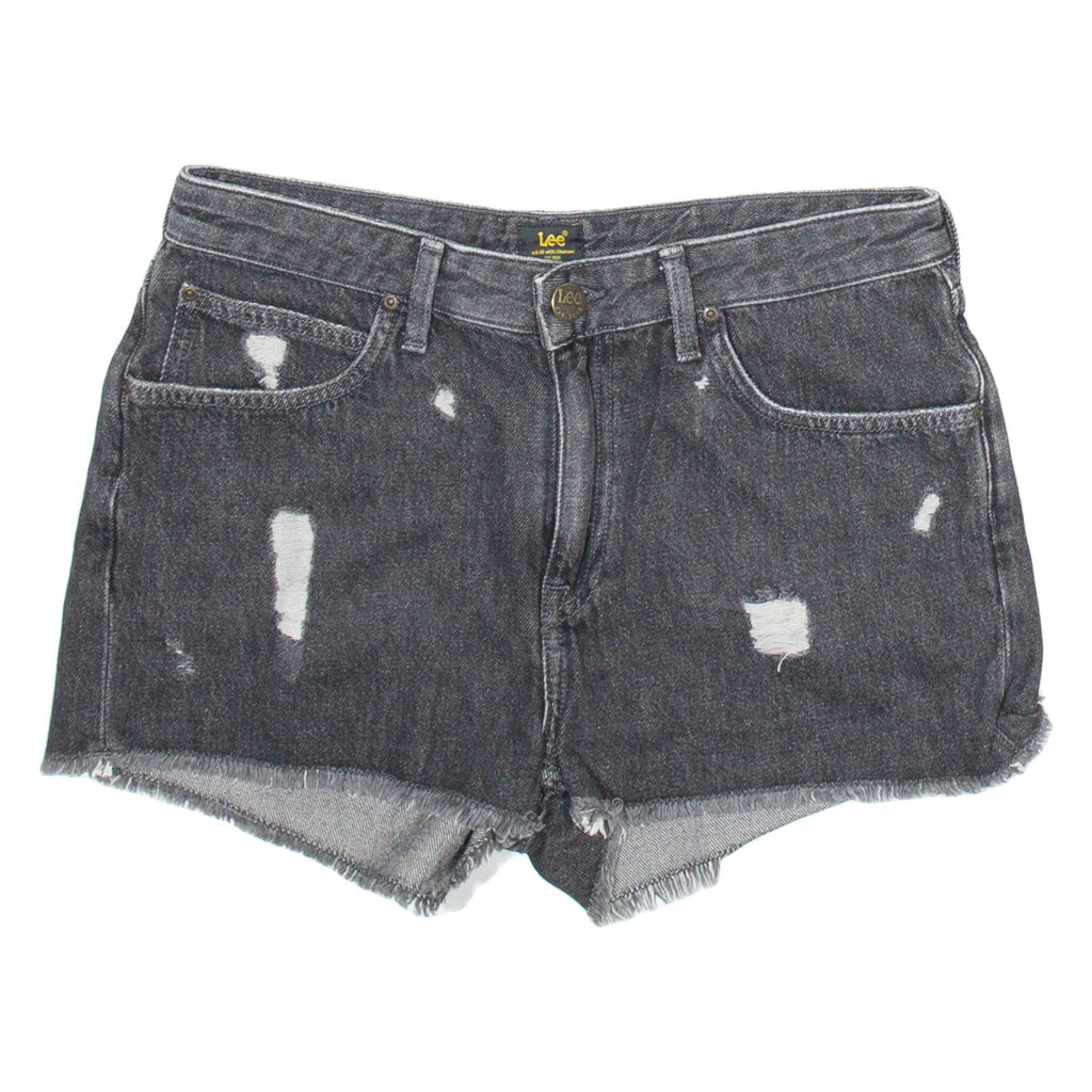 LEE Distressed Womens Denim Shorts Black M W32