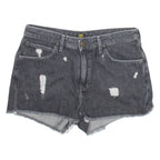 LEE Distressed Womens Denim Shorts Black M W32