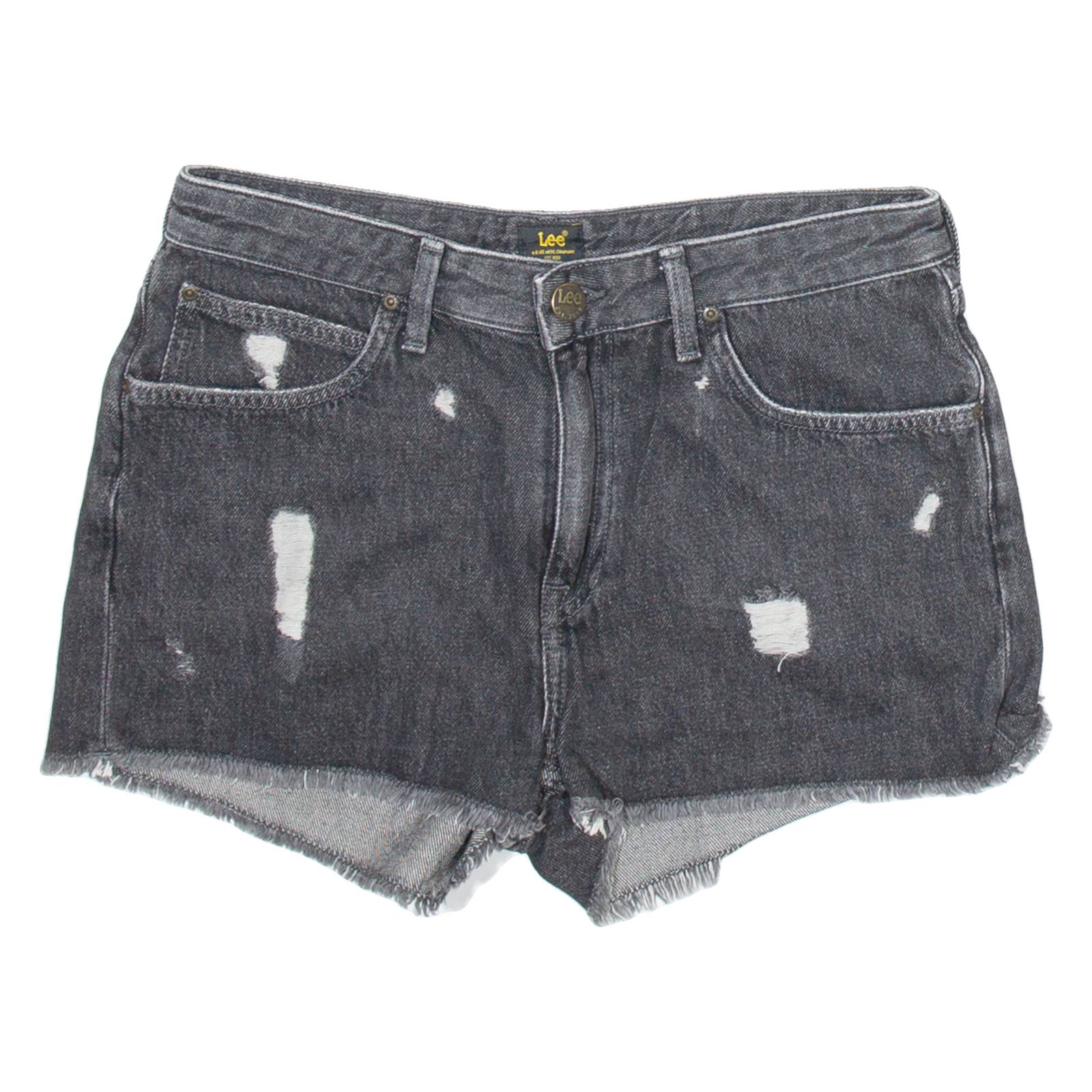 LEE Distressed Womens Denim Shorts Black M W32