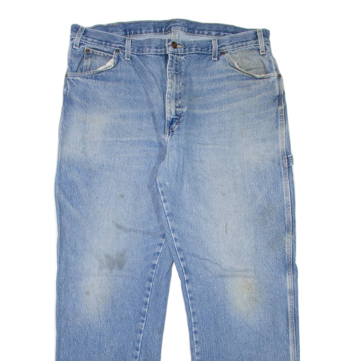 DICKIES Carpenter Workwear Mens Jeans Blue Relaxed Straight Stone Wash W38 L32
