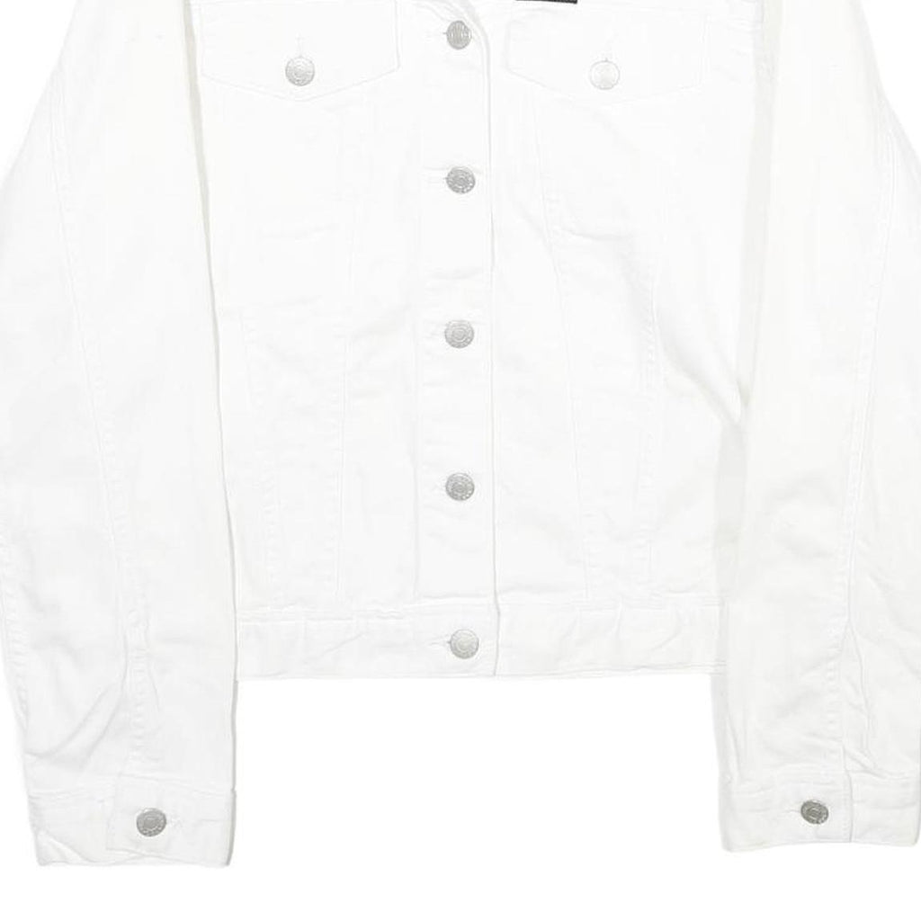 CALVIN KLEIN JEANS Womens White Cotton Denim Jacket M Button Plain Button