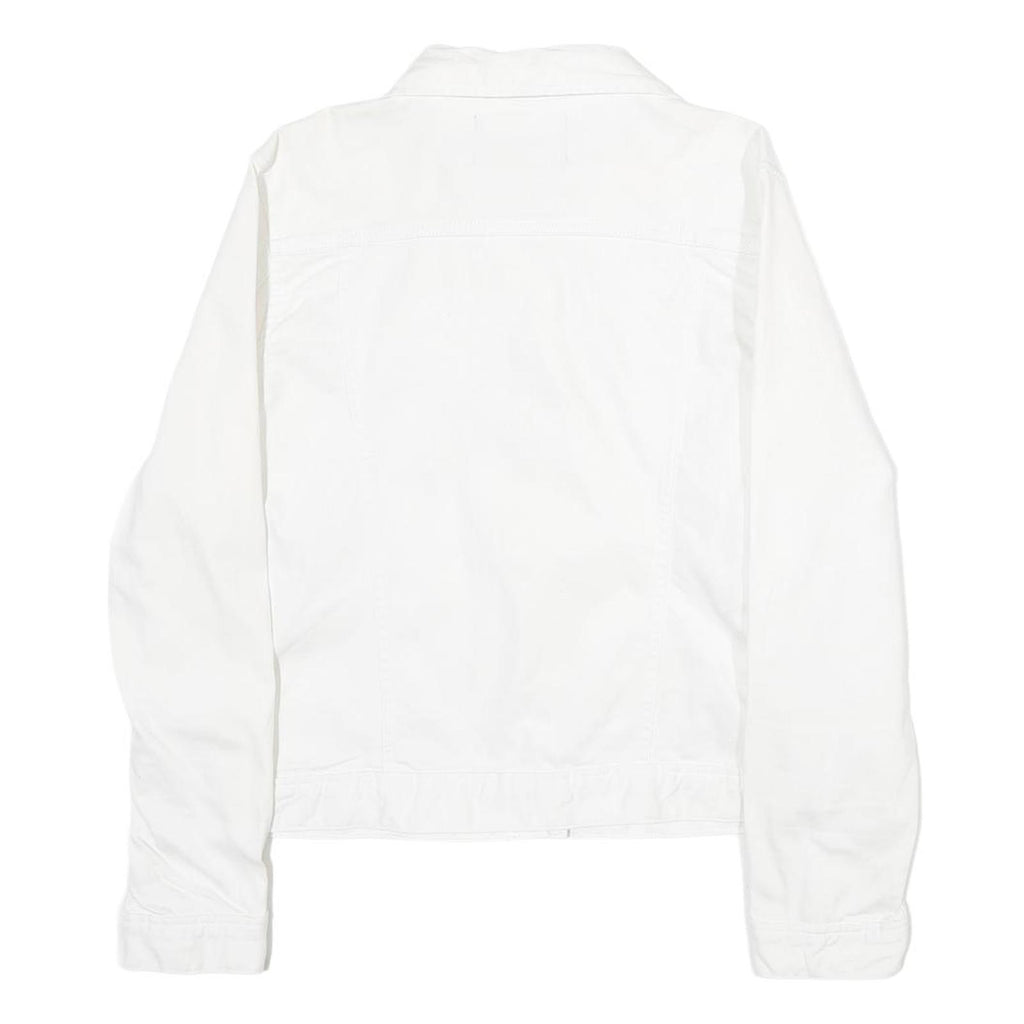 CALVIN KLEIN JEANS Womens White Cotton Denim Jacket M Button Plain Button