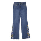 ANGEL KISS Womens Jeans Blue Regular Bootcut Denim Medium W27 L31 Floral