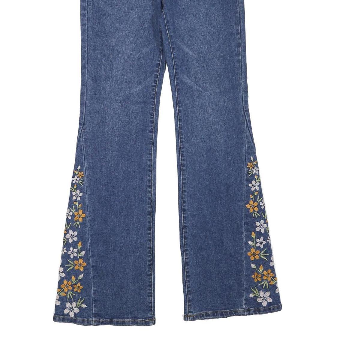 ANGEL KISS Womens Jeans Blue Regular Bootcut Denim Medium W27 L31 Floral