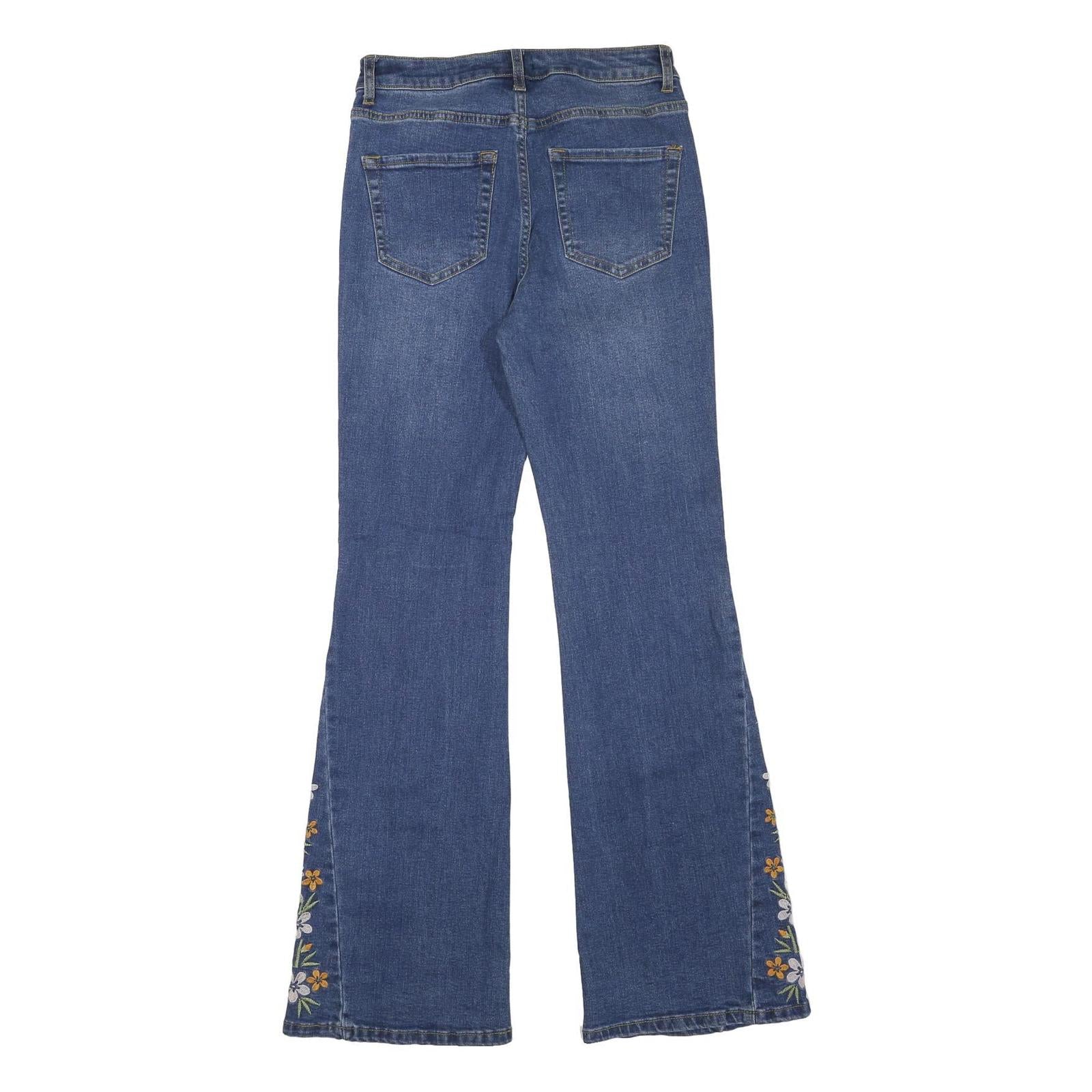 ANGEL KISS Womens Jeans Blue Regular Bootcut Denim Medium W27 L31 Floral