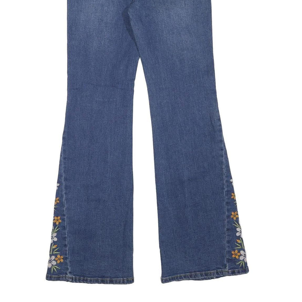 ANGEL KISS Womens Jeans Blue Regular Bootcut Denim Medium W27 L31 Floral