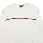 CHAPS Mens White & Navy Plain Cotton Crew Neck Basic Knit Jumper M