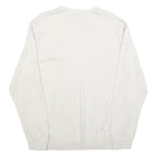 CHAPS Mens White & Navy Plain Cotton Crew Neck Basic Knit Jumper M