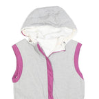 EA7 Womens Grey & Pink Cotton Blend Reversible Sleeveless Hooded Jacket S Zip