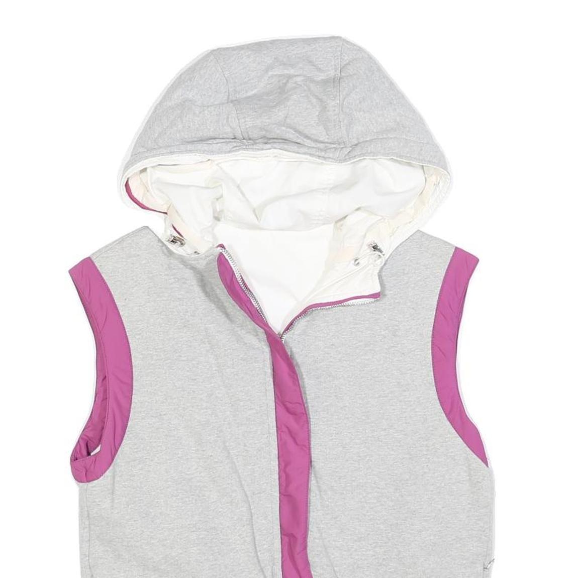 EA7 Womens Grey & Pink Cotton Blend Reversible Sleeveless Hooded Jacket S Zip