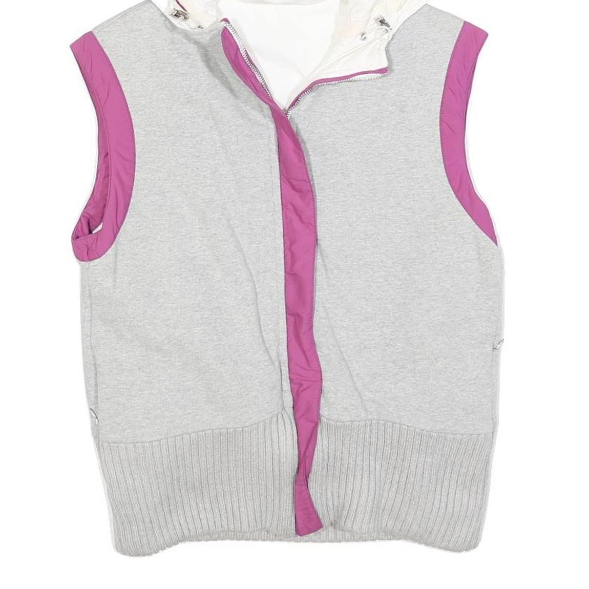 EA7 Womens Grey & Pink Cotton Blend Reversible Sleeveless Hooded Jacket S Zip
