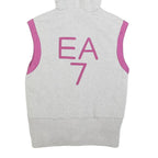 EA7 Womens Grey & Pink Cotton Blend Reversible Sleeveless Hooded Jacket S Zip