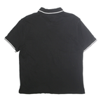 TOMMY HILFIGER Mens Black White Trim Polo Shirt XL Cotton Classic Logo