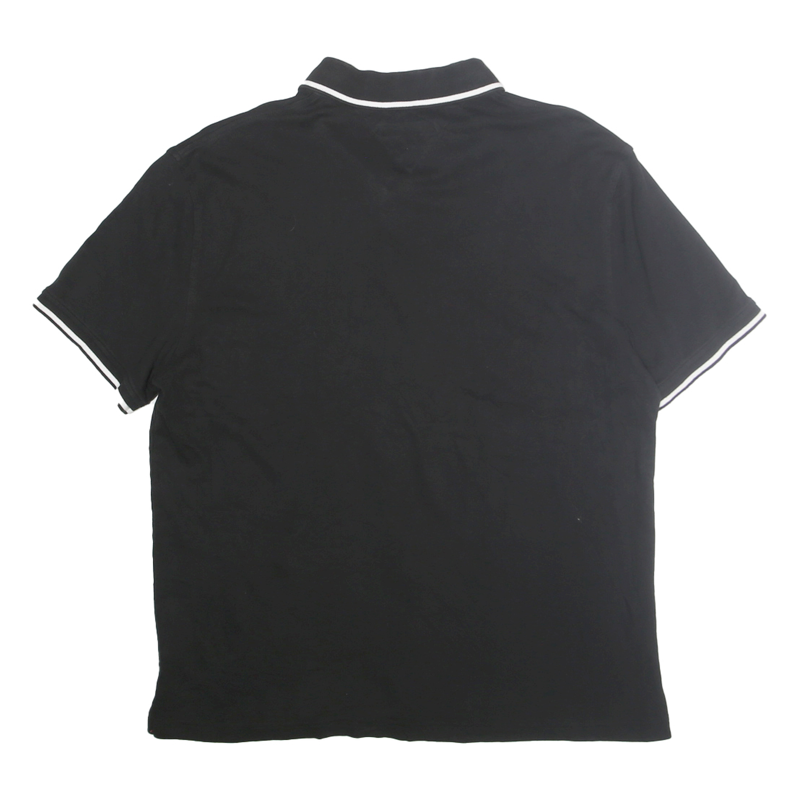 TOMMY HILFIGER Mens Black White Trim Polo Shirt XL Cotton Classic Logo