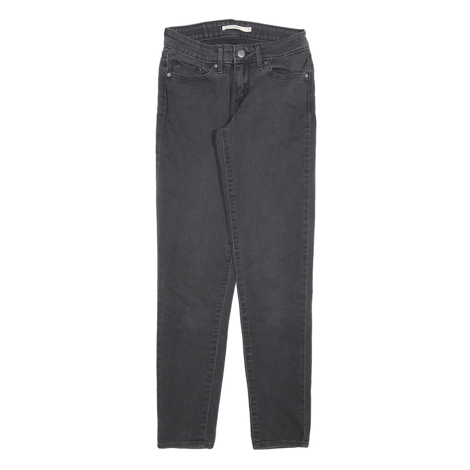 LEVI'S 711 Womens Jeans Black Slim Skinny Denim W26 L29 Stretch Zip