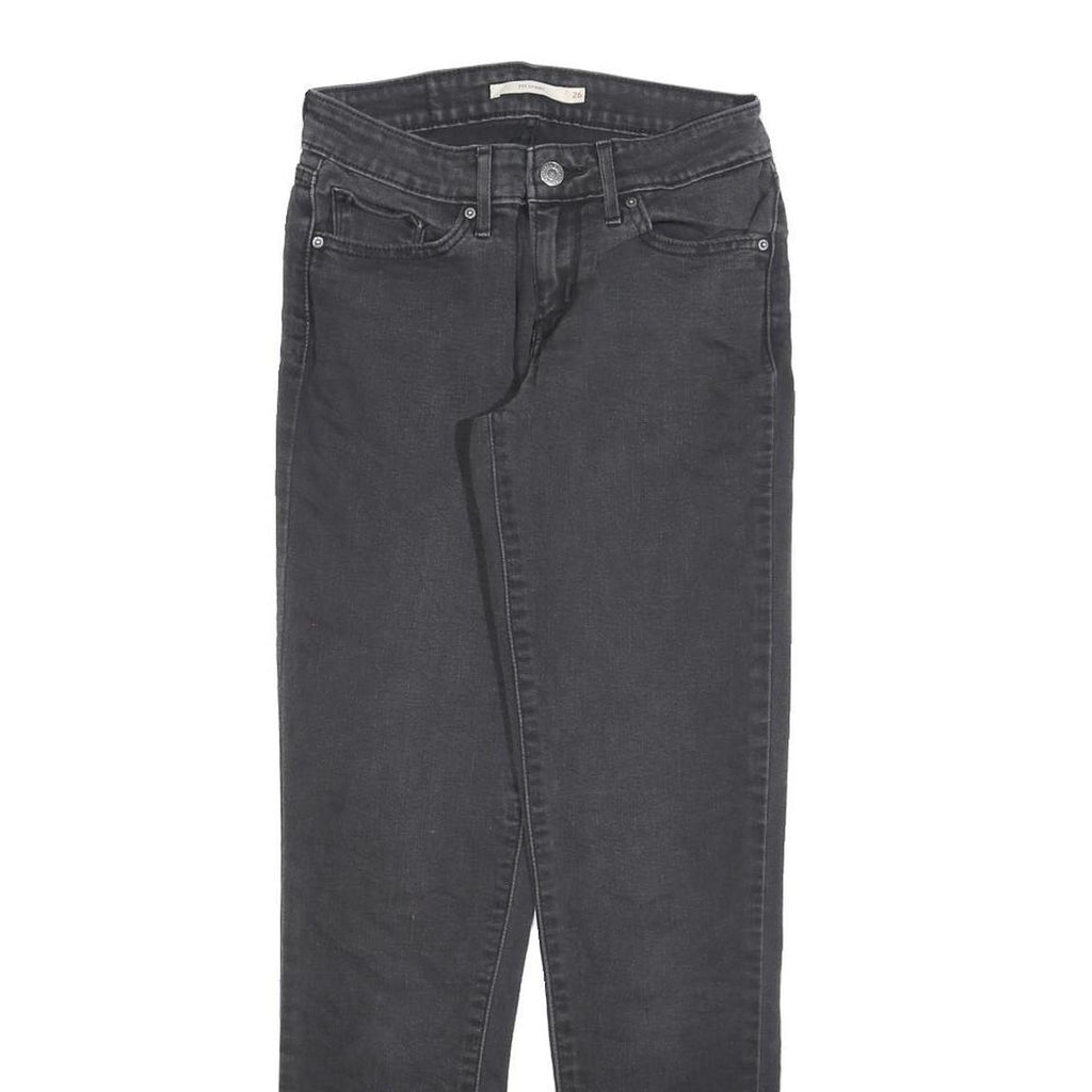 LEVI'S 711 Womens Jeans Black Slim Skinny Denim W26 L29 Stretch Zip