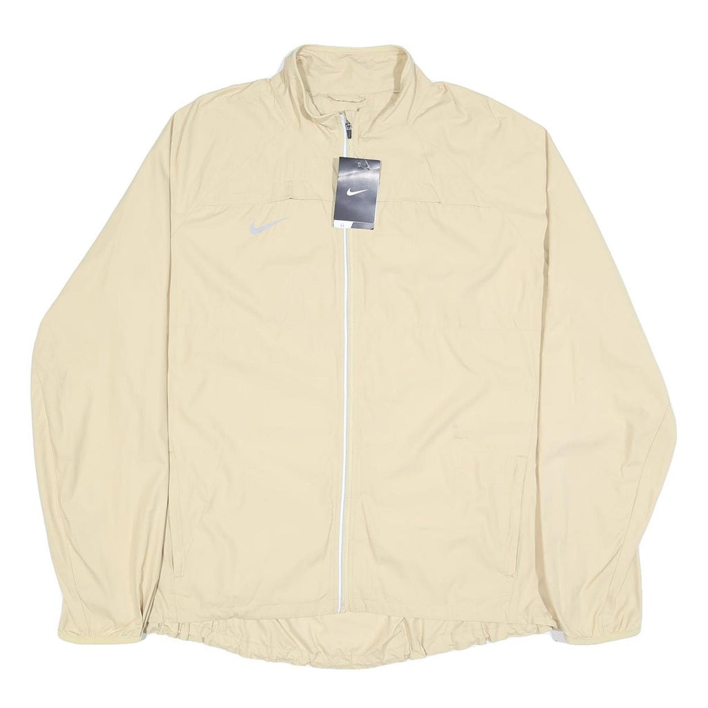 NIKE Womens Beige 2XL Jacket Polyester Zip Plain Lightweight Activewear