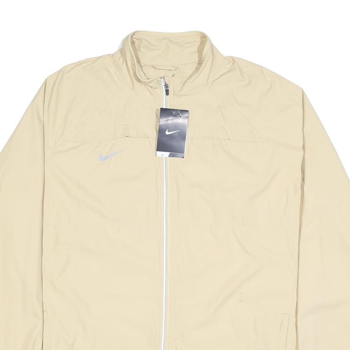 NIKE Womens Beige 2XL Jacket Polyester Zip Plain Lightweight Activewear
