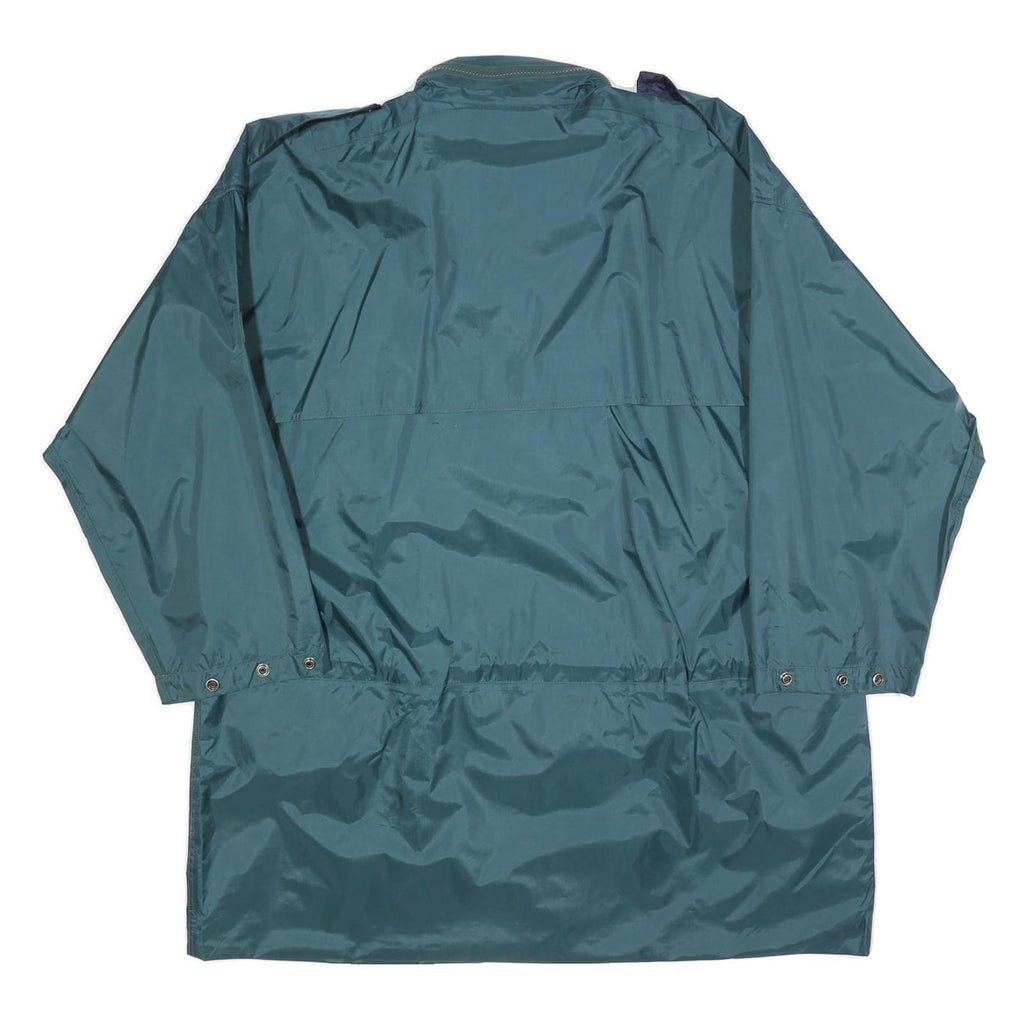 JEANTEX Mens Green & Navy Zip Up Jacket L Polyester Lightweight Casual