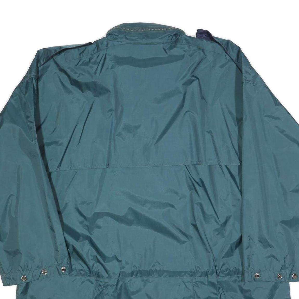 JEANTEX Mens Green & Navy Zip Up Jacket L Polyester Lightweight Casual