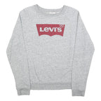 LEVI'S Womens Grey Cotton Blend Crew Neck Sweatshirt M Logo Print Casual