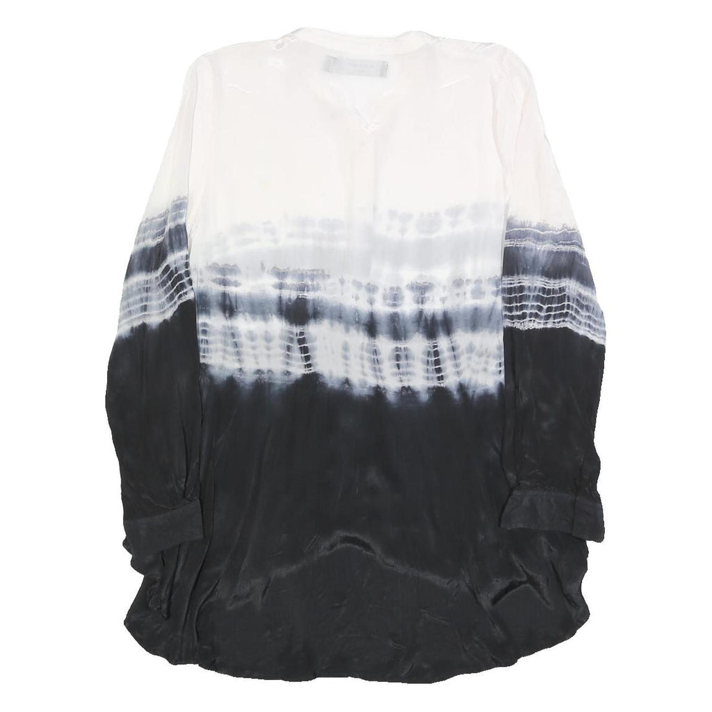 RELIGION Womens Black & White Tie Dye Shirt Long Sleeve Crew Neck XS Stylish