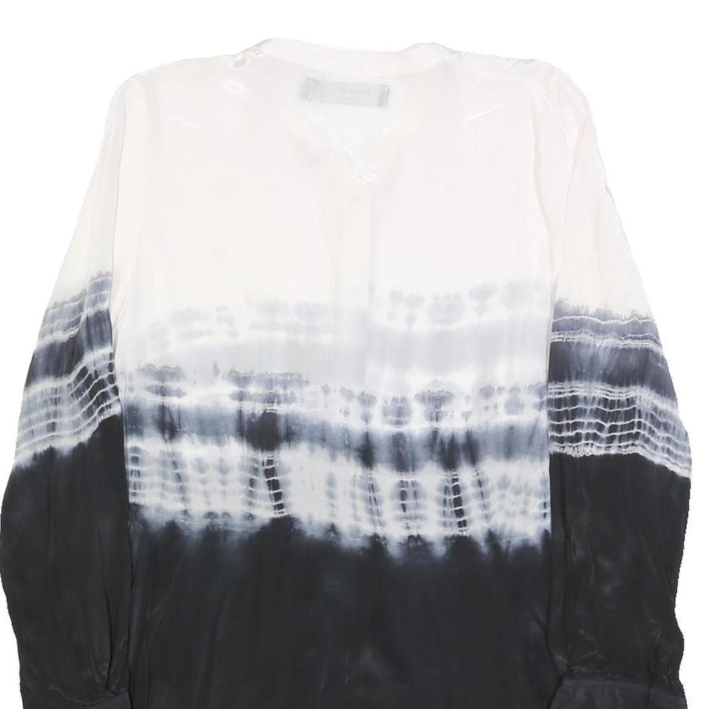 RELIGION Womens Black & White Tie Dye Shirt Long Sleeve Crew Neck XS Stylish