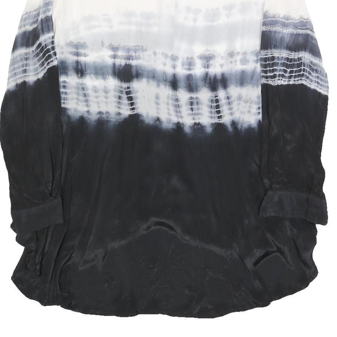 RELIGION Womens Black & White Tie Dye Shirt Long Sleeve Crew Neck XS Stylish