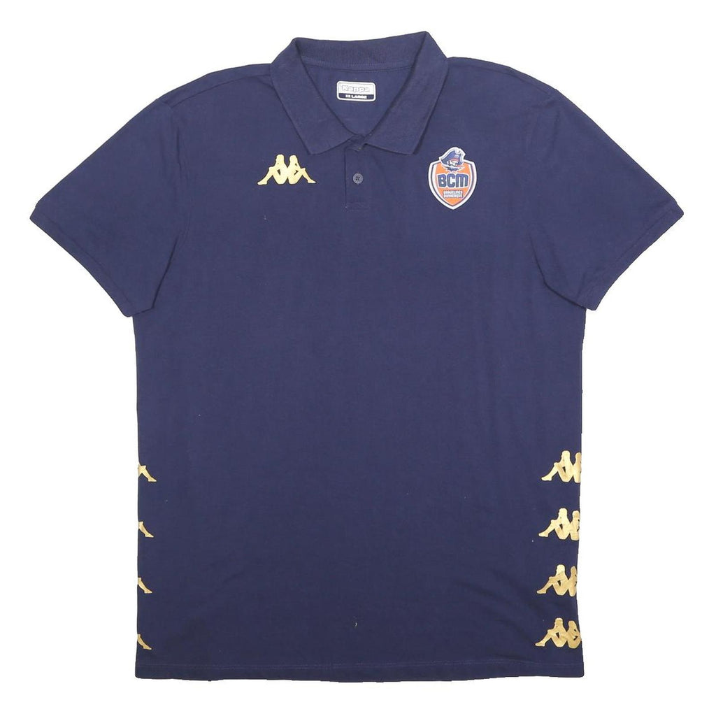KAPPA Mens Blue & Gold BCM Short Sleeve Basic Polo Shirt 2XL Cotton Blend