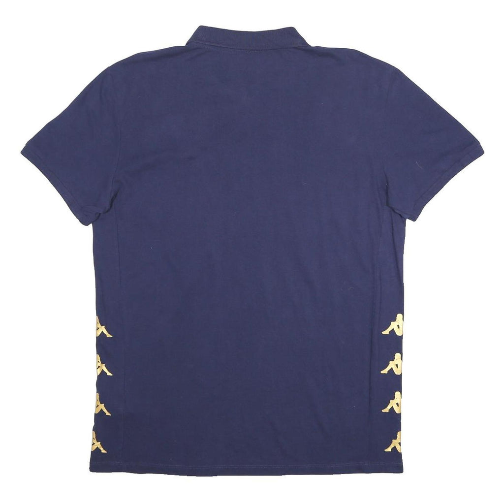KAPPA Mens Blue & Gold BCM Short Sleeve Basic Polo Shirt 2XL Cotton Blend