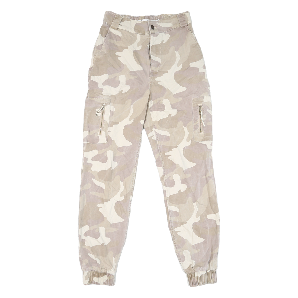 HOLISTER Mens Cotton Blend Beige & Cream Camo Regular Tapered Trousers W28 L29
