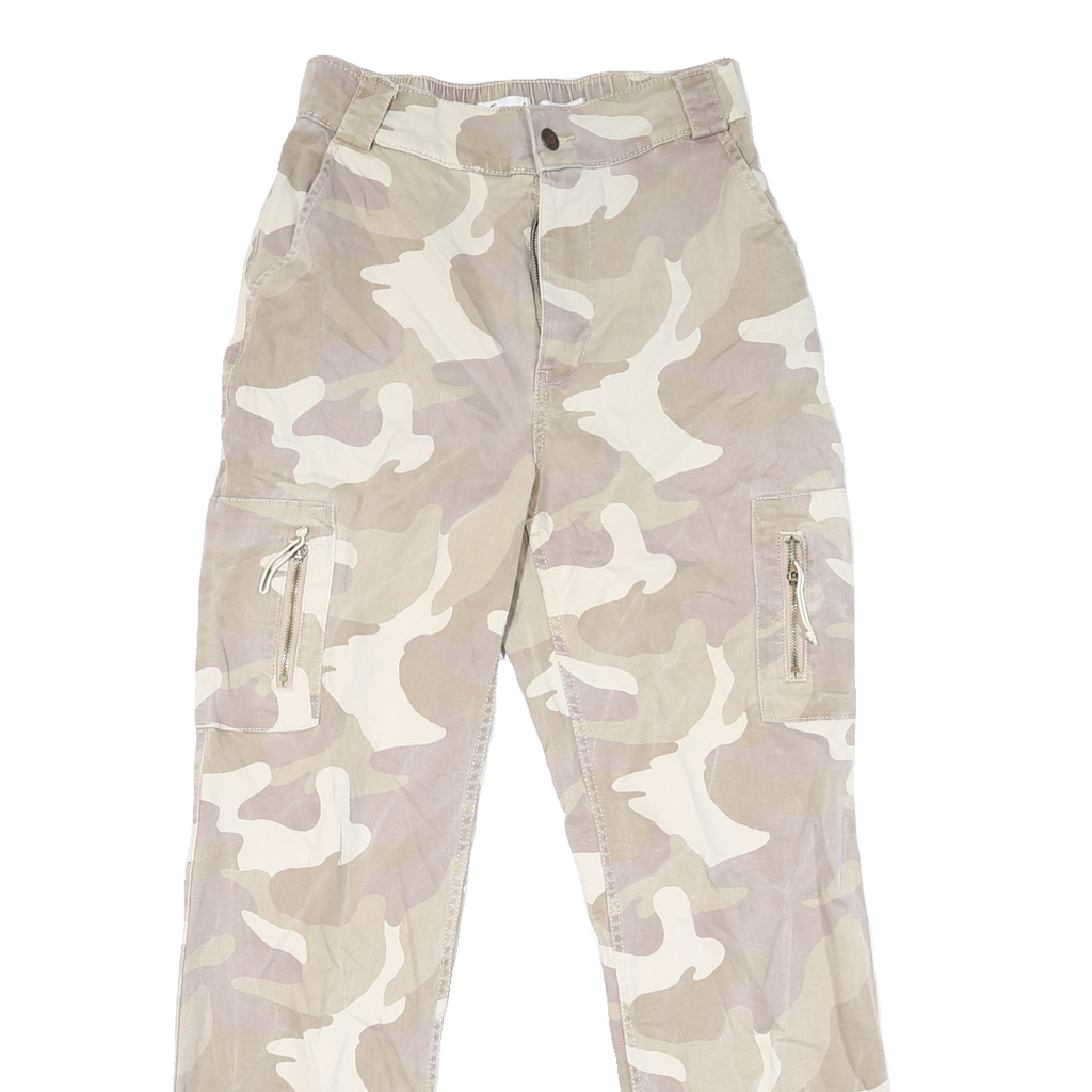 HOLISTER Mens Cotton Blend Beige & Cream Camo Regular Tapered Trousers W28 L29