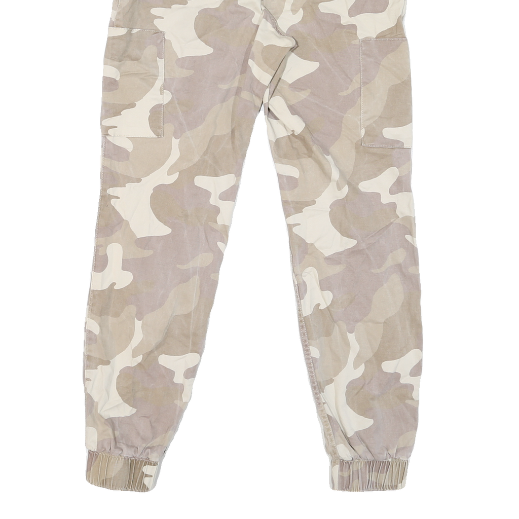 HOLISTER Mens Cotton Blend Beige & Cream Camo Regular Tapered Trousers W28 L29