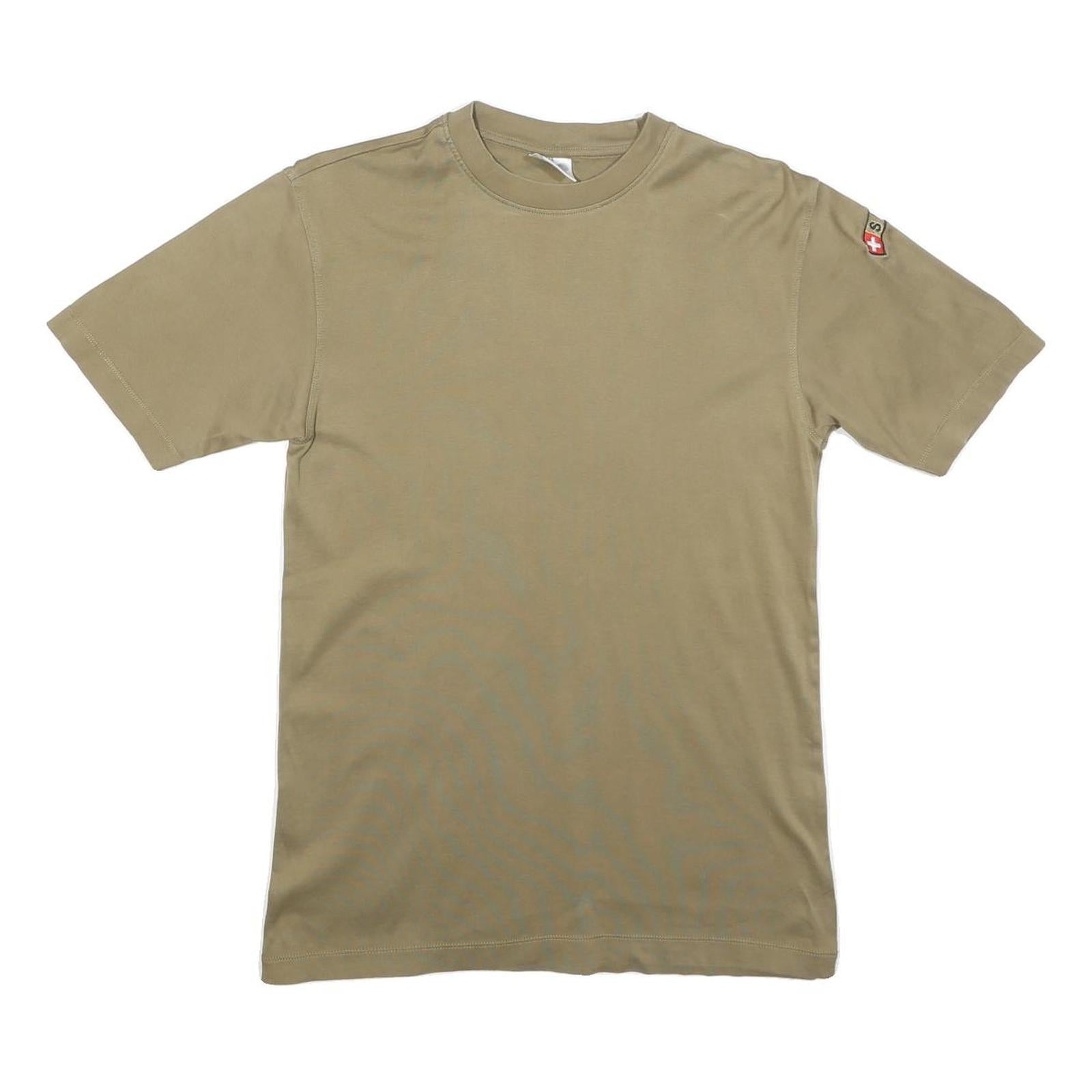 TEXTILES VERTRAUEN Mens Beige S Short Sleeve Crew Neck Cotton T-Shirt