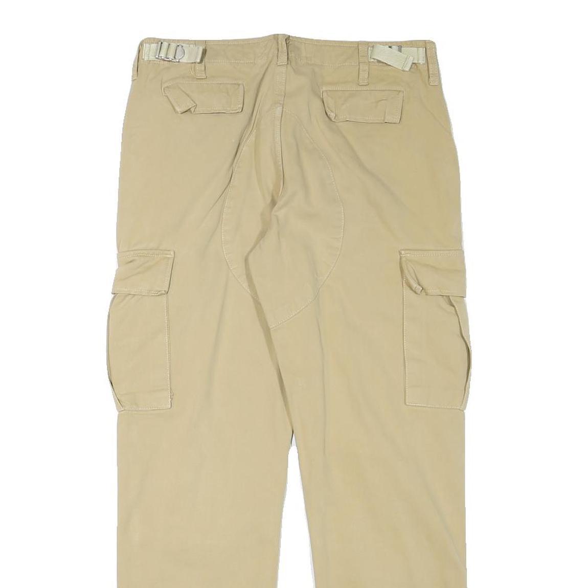 ALL ACCESS Mens Beige Regular Fit Cargo Trousers W29 L28 Cotton Blend Zip