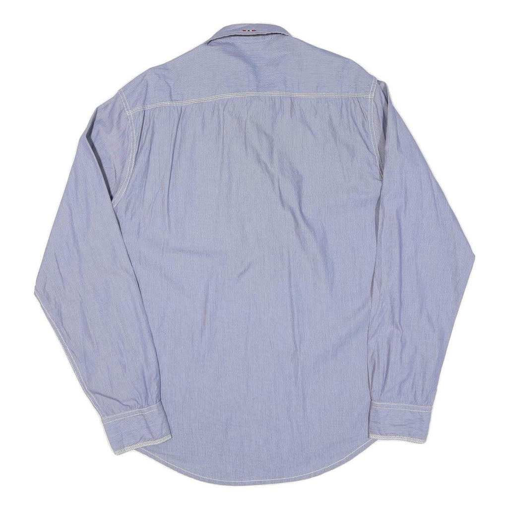 NAPAPIJRI Mens Blue & White Striped Cotton Blend Shirt L Casual Long Sleeve