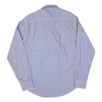 NAPAPIJRI Mens Blue & White Striped Cotton Blend Shirt L Casual Long Sleeve