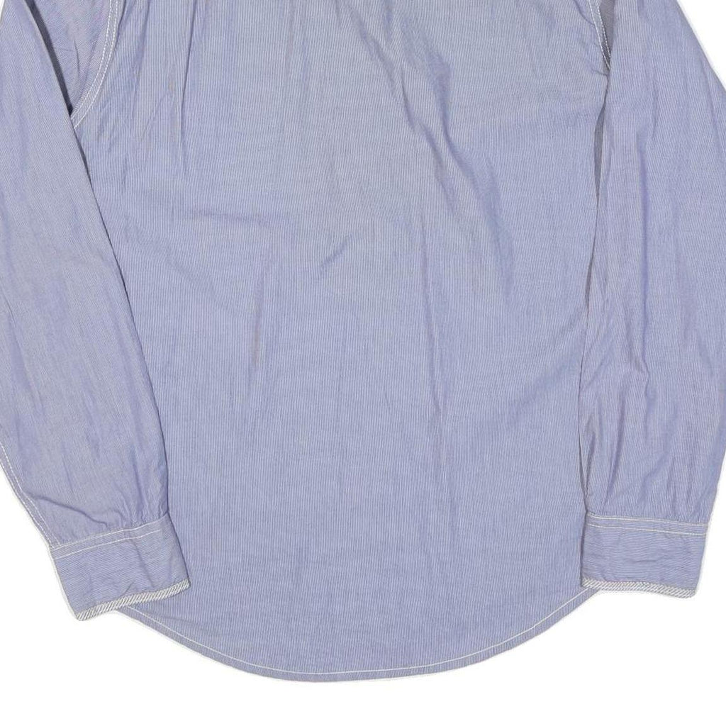 NAPAPIJRI Mens Blue & White Striped Cotton Blend Shirt L Casual Long Sleeve