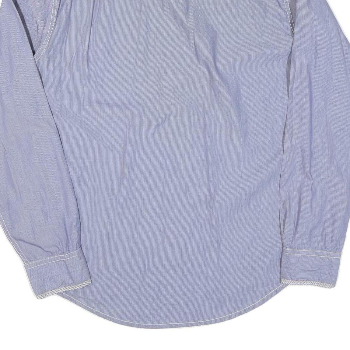 NAPAPIJRI Mens Blue & White Striped Cotton Blend Shirt L Casual Long Sleeve