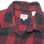 LEVI'S Mens Red & Black Check Shirt L Classic Fit Cotton Long Sleeve Button Up