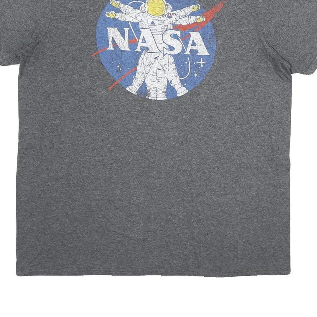 FIFTHSUN Mens Grey NASA Graphic T-Shirt L Short Sleeve Crew Neck Cotton