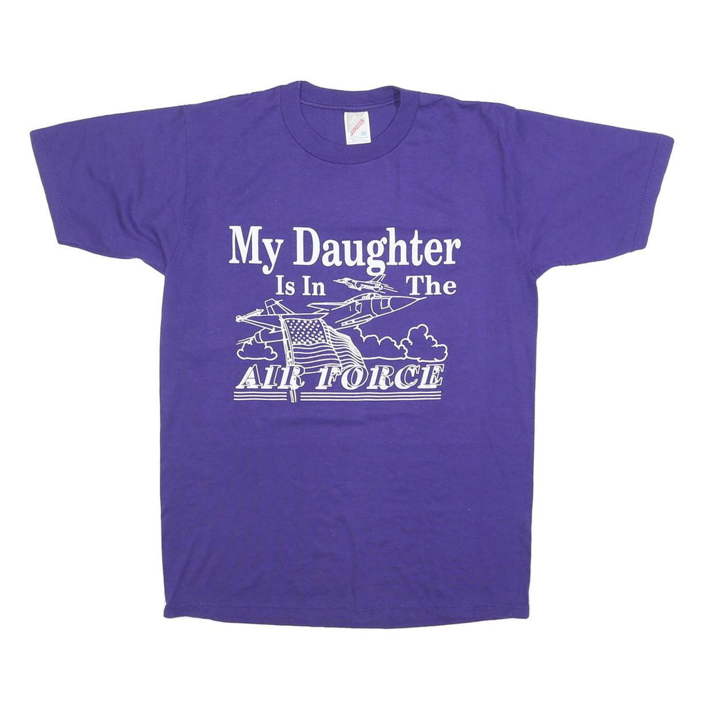 JERZEES Womens Purple T-Shirt M Short Sleeve Crew Neck Air Force Graphic