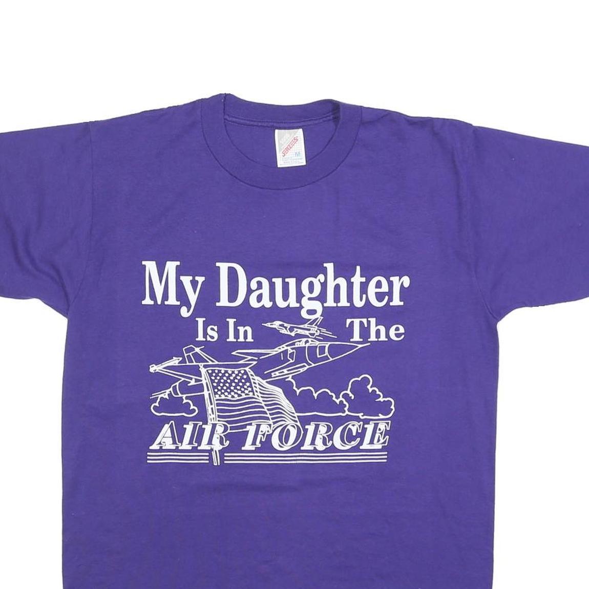 JERZEES Womens Purple T-Shirt M Short Sleeve Crew Neck Air Force Graphic