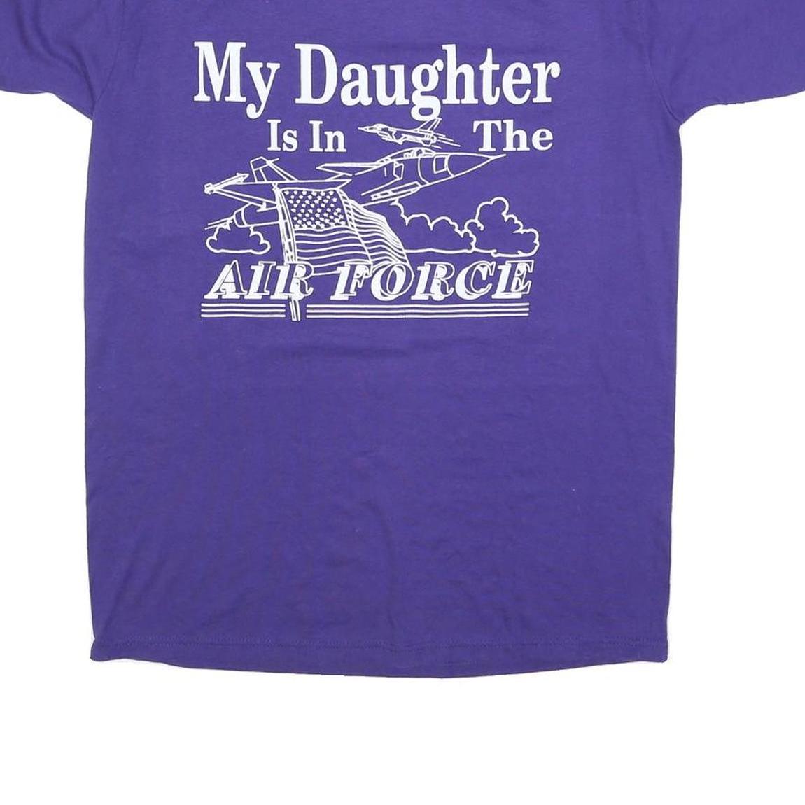 JERZEES Womens Purple T-Shirt M Short Sleeve Crew Neck Air Force Graphic