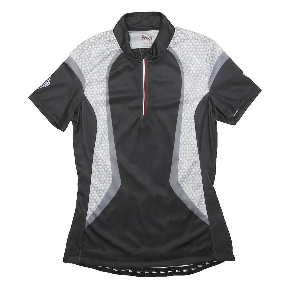 CRIVIT Womens Black & Grey Cycling T-Shirt M Short Sleeve 1/4 Zip Sports