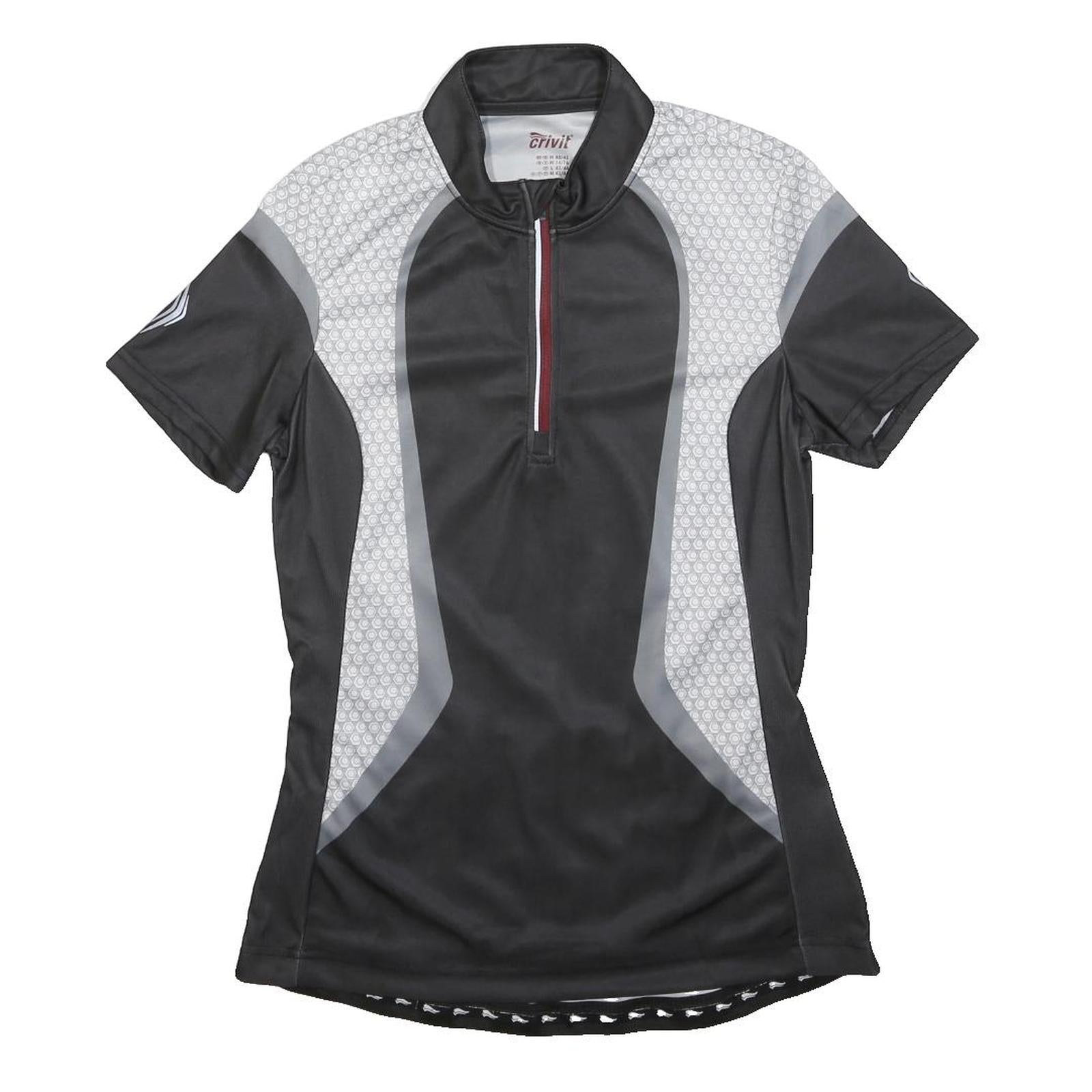 CRIVIT Womens Black & Grey Cycling T-Shirt M Short Sleeve 1/4 Zip Sports