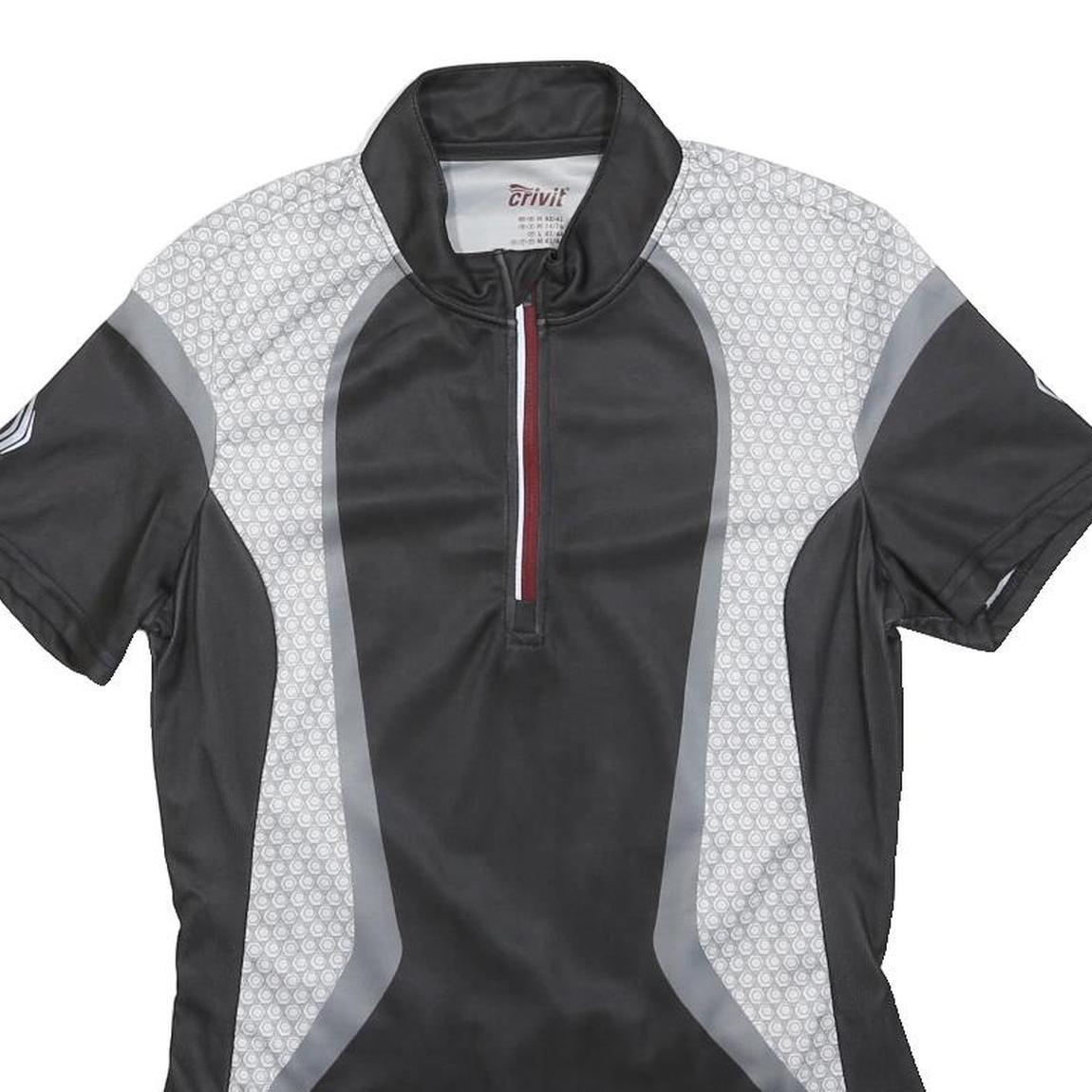 CRIVIT Womens Black & Grey Cycling T-Shirt M Short Sleeve 1/4 Zip Sports