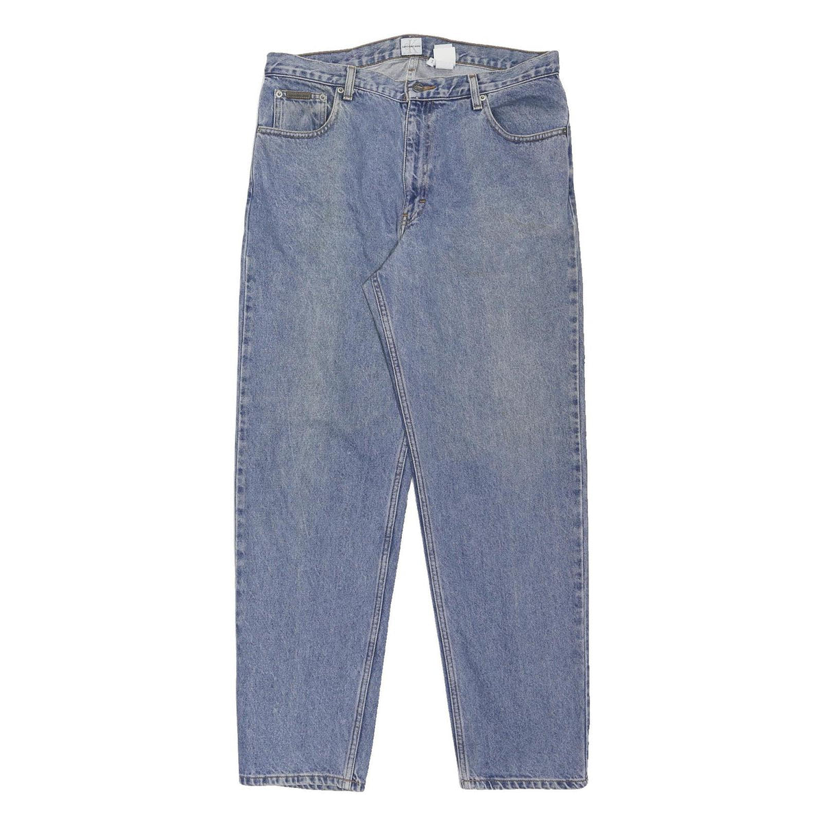 CALVIN KLEIN JEANS Mens Blue Regular Straight Denim W34 L32 Zip Cotton Blend
