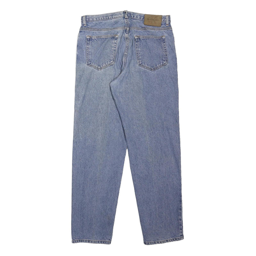 CALVIN KLEIN JEANS Mens Blue Regular Straight Denim W34 L32 Zip Cotton Blend