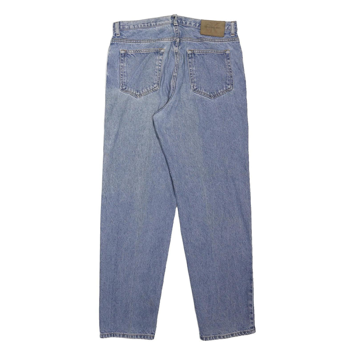 CALVIN KLEIN JEANS Mens Blue Regular Straight Denim W34 L32 Zip Cotton Blend